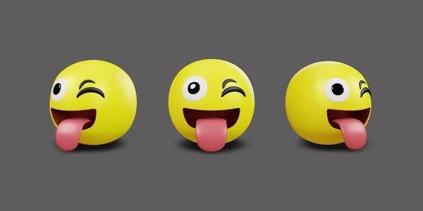 Emoji Gult Ansikte Och Känslor Ansiktsuttryck Med Klippning Väg Konvertering — Stockfoto