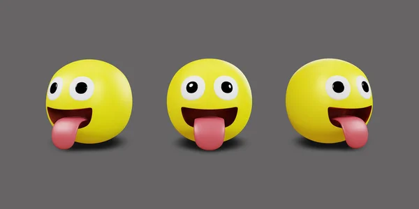 Emoji Yellow Face Emotion Facial Expression Clipping Path Rendering — ストック写真