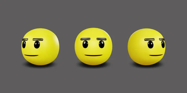 Emoji Yellow Face Emotion Facial Expression Clipping Path Rendering — 스톡 사진
