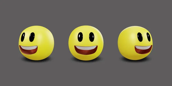 クリッピングパスで黄色の顔と感情表情を絵文字 3Dレンダリング — ストック写真