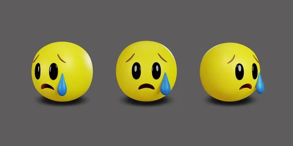 Emoji Amarelo Rosto Emoção Expressão Facial Com Recorte Caminho Renderização — Fotografia de Stock