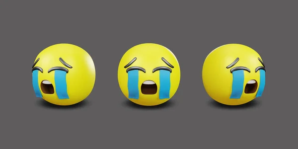 Emoji Yellow Face Emotion Facial Expression Clipping Path Rendering — ストック写真