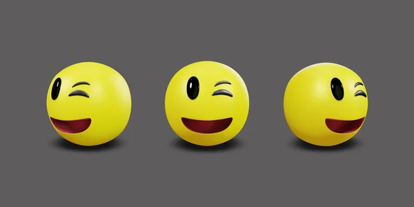 Emoji Viso Giallo Emozione Espressione Facciale Con Percorso Ritaglio Rendering — Foto Stock