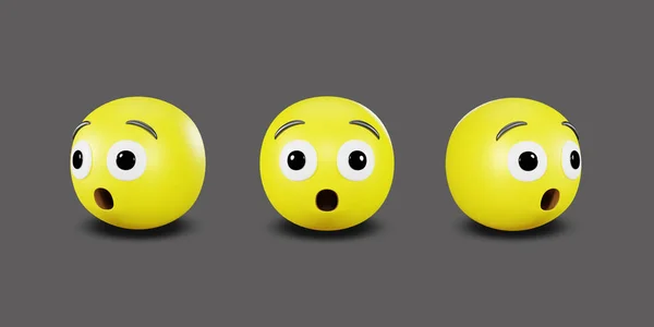 Emoji Yellow Face Emotion Facial Expression Clipping Path Rendering — 스톡 사진