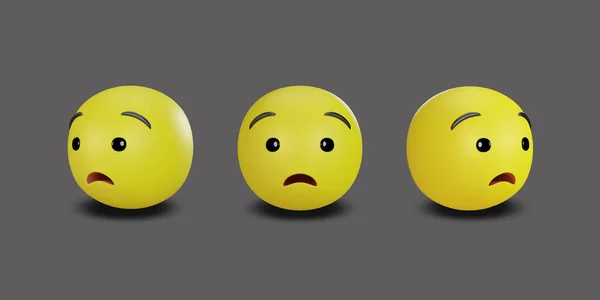 Emoji Yellow Face Emotion Facial Expression Clipping Path Rendering —  Fotos de Stock