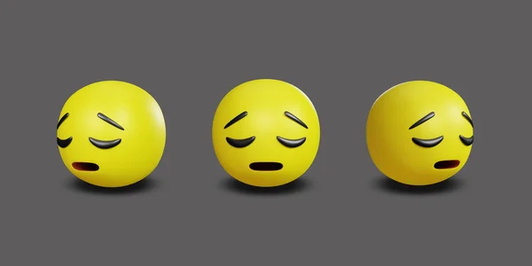 Emoji Sárga Arc Érzelem Arckifejezés Vágási Úttal Renderelés — Stock Fotó