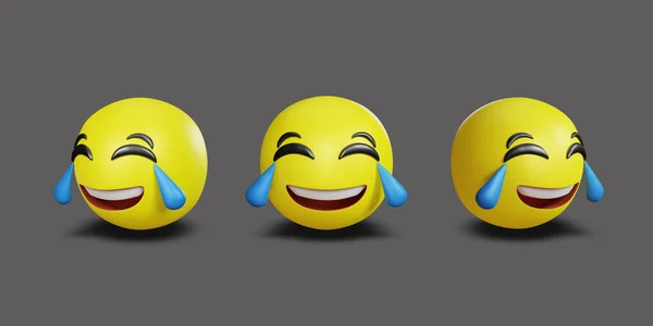 Emoji yellow face and emotion facial expression with clipping path. 3d rendering