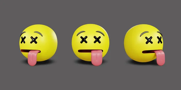 Emoji yellow face and emotion facial expression with clipping path. 3d rendering