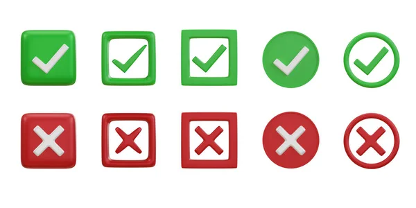 Marca Verificación Cruz Icono Símbolos Marca Botones Con Marca Verificación — Foto de Stock