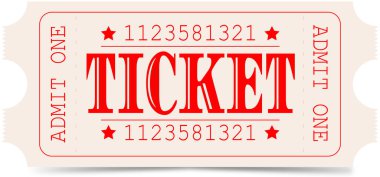 retro ticket whose text is printed in red letters on a coffee background