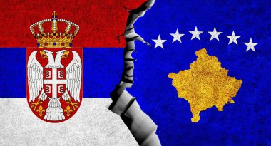 Kosova ve Sırbistan 'ın duvarları çatladı. Kosova Birliği ve Sırbistan ilişkileri. Sırbistan ve Kosova bayraklarını birleştirdi