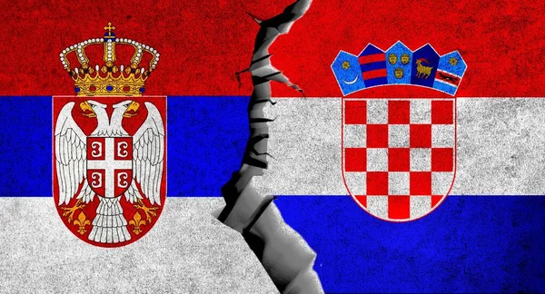 크로아티아와 세르비아는 깃발을 꽂았습니다 크로아티아 세르비아 세르비아와 크로아티아 의기를 — 스톡 사진