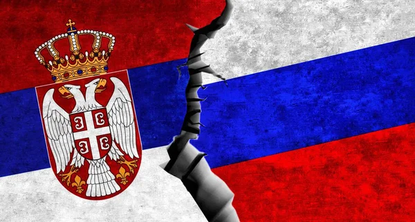 러시아와 세르비아가 깃발을 휘두른다 세르비아와 러시아 — 스톡 사진