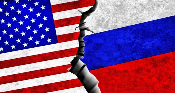 Flaga Usa Rosji Razem Stany Zjednoczone Ameryki Rosja — Zdjęcie stockowe