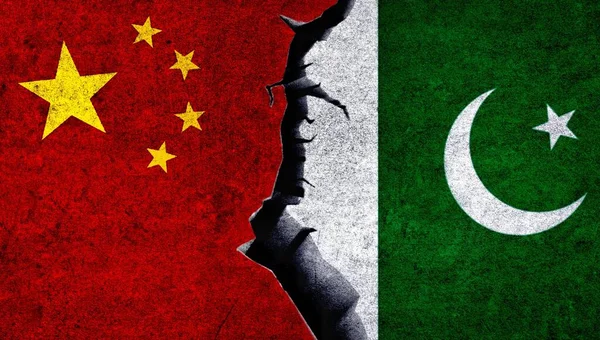 Pakistán China Banderas Juntos Relaciones Entre China Pakistán — Foto de Stock