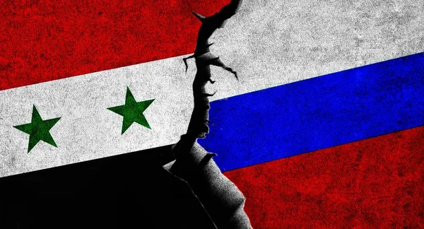 Ryssland Och Syrien Flaggar Tillsammans Förbindelserna Med Syrien Och Ryssland — Stockfoto