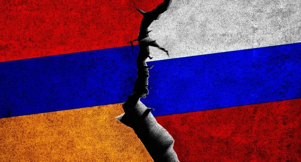 아르메니아와 러시아가 깃발을 꽂는다 러시아와 아르메니아 — 스톡 사진