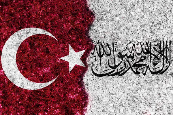 Flags: Turkey, Taliban. Turkey and Taliban relations. Afghanistan civil war