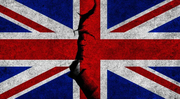 Vereinigtes Königreich Flagge Auf Rissigem Hintergrund Großbritannien Krise Politische Spaltung — Stockfoto