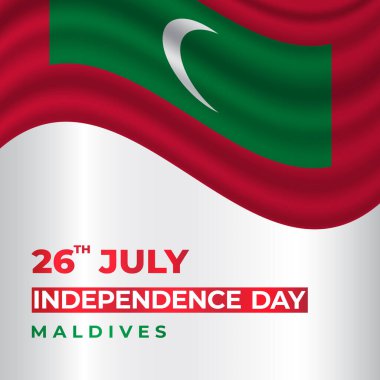 Maldivler 26 Temmuz Bağımsızlık Günü 'nü kutluyor. Sosyal medya paylaşımı, afiş, poster, tebrik kartı, şablon için Maldivler ulusal tatil tasarımı geçmişi