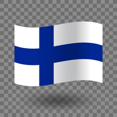 Finlandiya temsilcisi. Finlandiya 'nın dalgalı bayrağı izole edilmiş. Finlandiya bayrağının sembolü. EPS 10