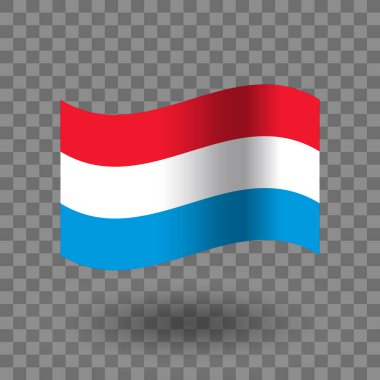 Lüksemburg bayrak taşıyıcısı. Lüksemburg dalgalı bayrağı izole edilmiş şeffaf bir arkaplan. Lüksemburg sembolü bayrağı. EPS 10