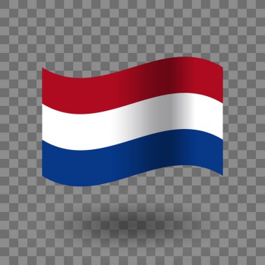 Hollanda bayrak vektörü. Hollanda dalgalı bayrağı şeffaf bir arkaplan olarak izole edildi. Hollanda bayrağı sembol simgesi. EPS 10