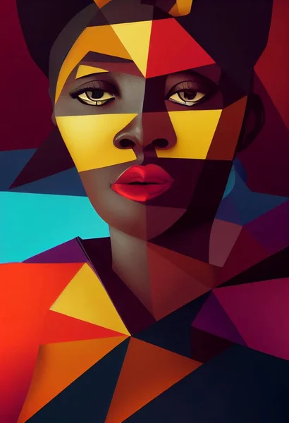 Modern art portrait of a black woman. High quality illustration