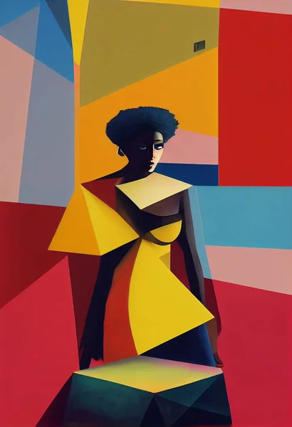 Modern art portrait of a black woman. High quality illustration