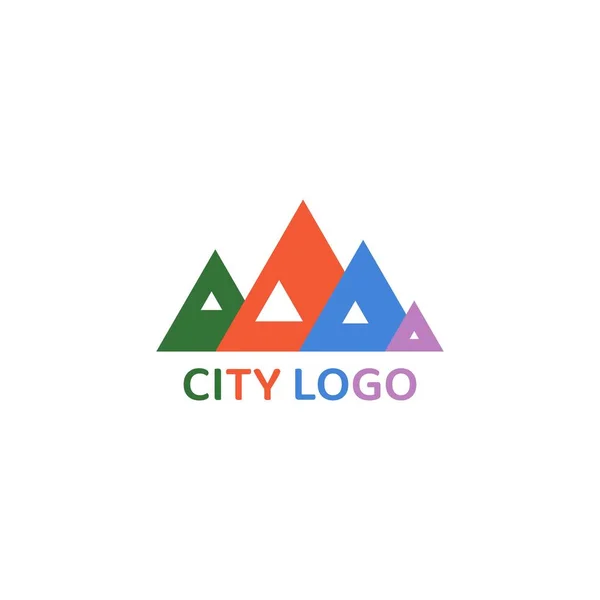 Logotipo Único Edificio Triangular Ciudad — Vector de stock