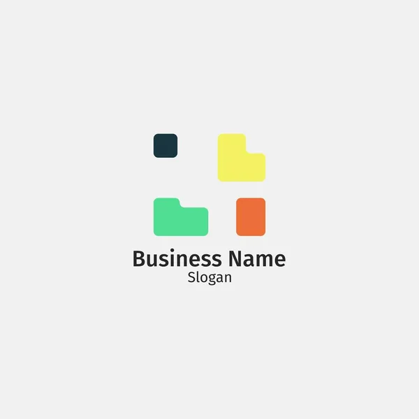 Logotipo Abstrato Digital Formado Quatro Formas Com Quatro Cores —  Vetores de Stock