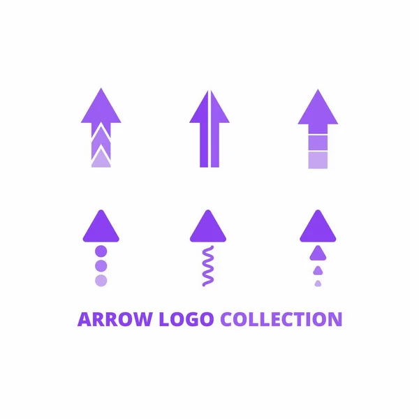 Набір Фіолетового Кольору Стрілочкою Логотипу Номером Шість — стоковий вектор