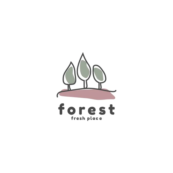 Minimalistyczne Logo Lasu Dwoma Drzewami — Wektor stockowy