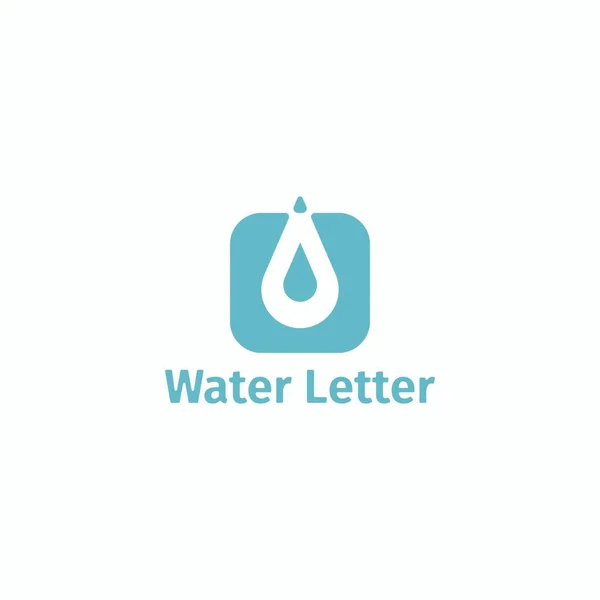 Square Logo Negative Space Water Resembling Letter — Stock Vector