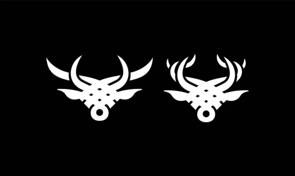 Boğa Başlı Logo Sembolü Basit Düğümlü Şövalye Gücü Düzenlenebilir — Stok Vektör