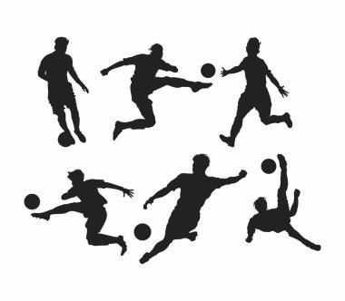 Man playing football, silhouette illustration vector tournament soccer worldcup element team bundle set editable