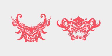 Japanese ronin oni mask, devil, demon mecha, barong illustration vector clipart, tattoo warrior, t Shirt design printable