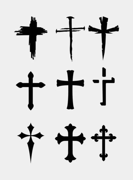 Croix Symbole Icône Forme Élément Universel Logo Christiani Jésus Clip — Image vectorielle