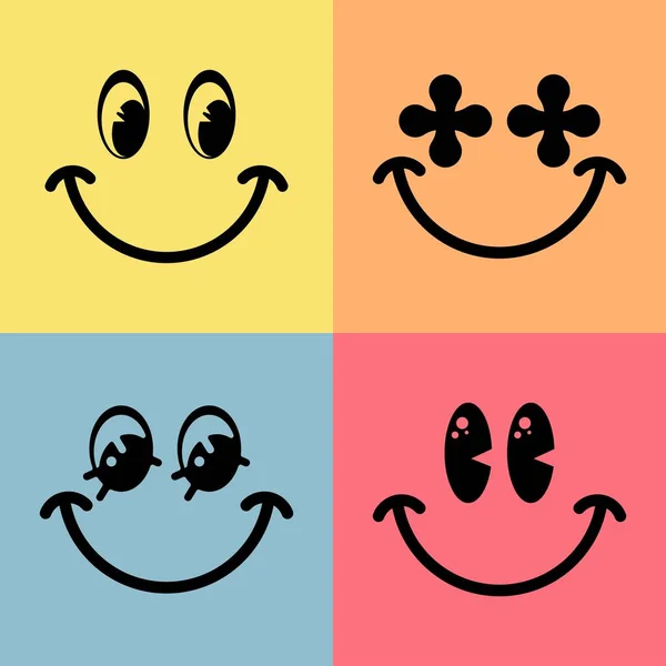 Glimlach Vorm Pictogram Symbool Stickers Vector Clip Kunst Leuk Gelukkig — Stockvector