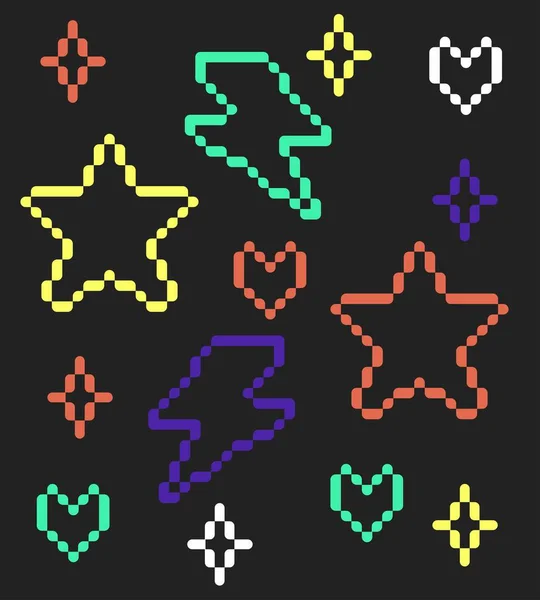 Пиксельный Векторный Фон Звезда Сердце Элемент Иконы Гром Искушают Клип — стоковый вектор