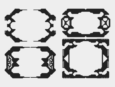 HUD fütüristik çerçeve sınır oyunu öğeleri panel siber bilim kurgu, simge simgesi düzenlenebilir siber punk arayüzü