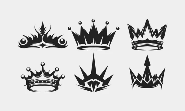 Crown King Queen Clip Art Games Vector Logo Element Sticker — Stock Vector