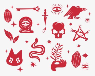 Mistik element desenli karalama çizim vektörü arkaplan esrarengiz sihir kalsiyum kalsiyum klipsi resim basılabilir