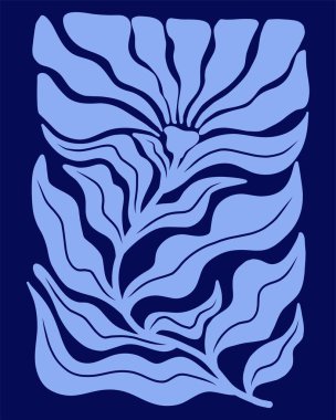 Bitki çiçeği boho matisse stili klip sanat illüstrasyon vektörü botanik bahçe silueti düzenlenebilir