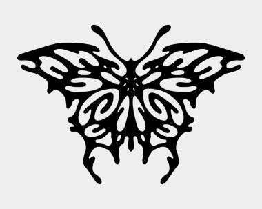 Kelebek kabile mürekkebi sokak giysisi element t-shirt tasarım dövme klipsi sanat illüstrasyon vektör kanatları düzenlenebilir böcek