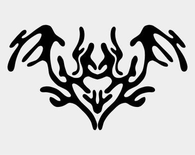 Neo kabilesinin kanatları illüstrasyon vektörü asidik sokak giyimi elementi sanat klipsi havalı dövme mürekkebi gömlek tasarımı kıyafet etiketi düzenlenebilir