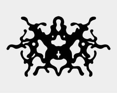 Fantezi simetrik şekil mührü. Soyut iblis sokak giysisi. Gömlek tasarımı.