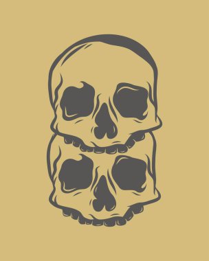 Kurukafa istiflenmiş klipli sanat illüstrasyon vektör koleksiyonu t gömlek tasarımı dövme stili çıkartma baskı sanatı düzenlenebilir