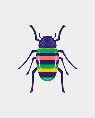 Renkli böcek böcekleri böcek klipsi sanat illüstrasyon vektör etiketi t-shirt tasarımı sanat baskısı düzenlenebilir
