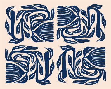 Bitki çiçeği botanik poster klipsi sanat boho desenli element çizim vektörü kumaş kumaş tekstil desenli sanat baskısı düzenlenebilir